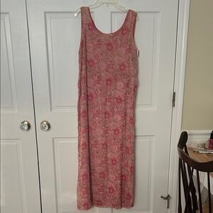 April Cornell Vintage Pink Floral Sleeveless Maxi Dress Medium